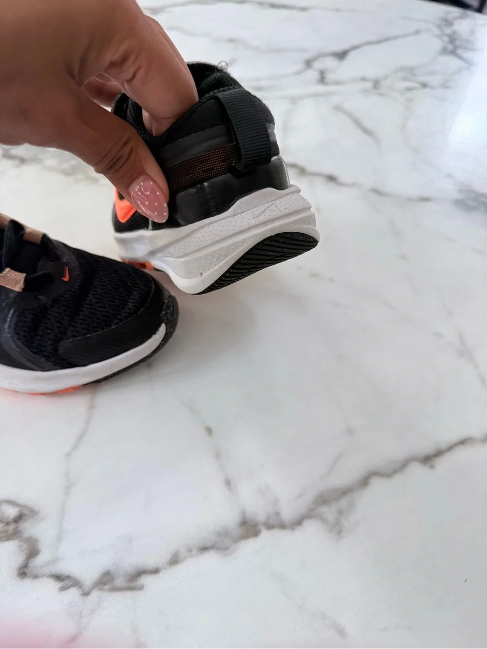 Nike Kids Black and Orange Velcro Athletic Sneakers